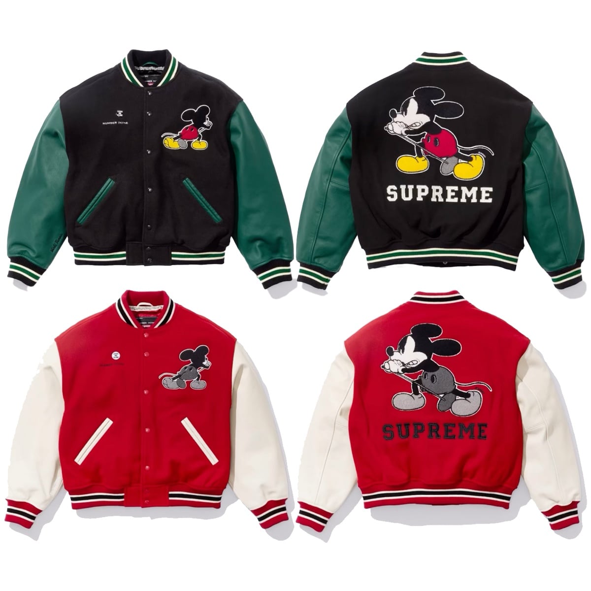 Supreme®/Number (N)ine®/Mickey Mouse Varsity Jacket